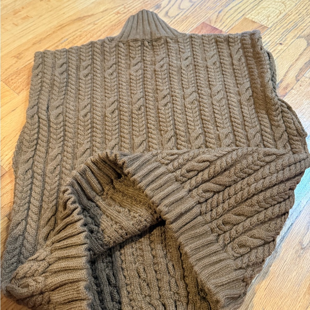 Zara Brown Cable Knit Off-the-Shoulder Sweater